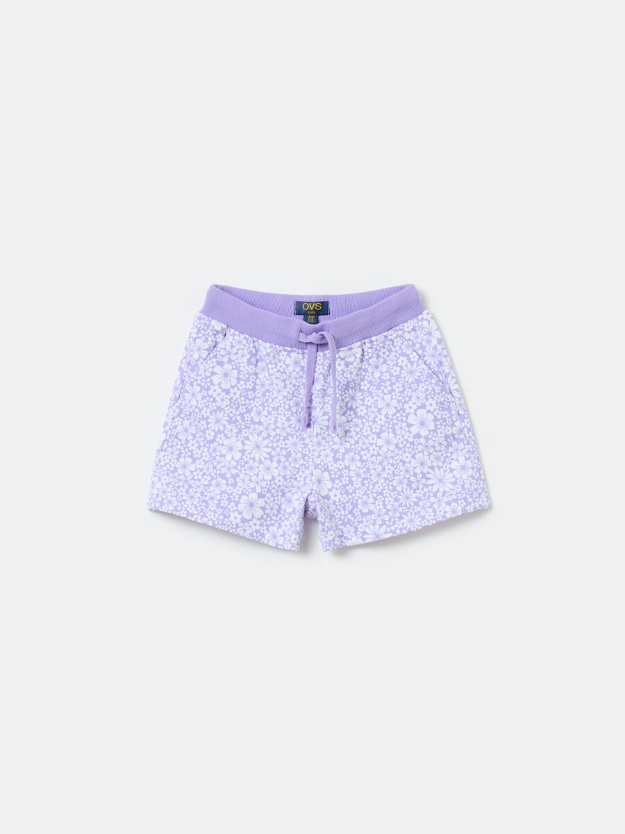 Shorts with drawstring and small flowers print_0