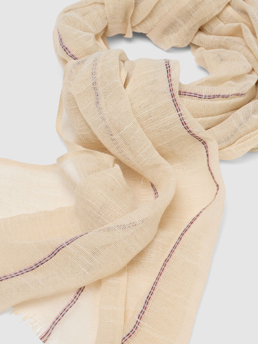 Beige pure cotton mesh scarf_1