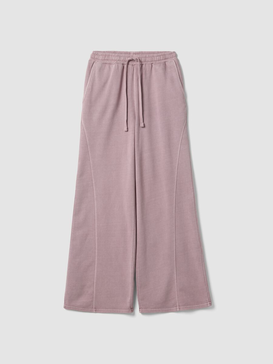 Pinkfarbene Joggerhose aus reiner Baumwolle mit weitem Bein_0