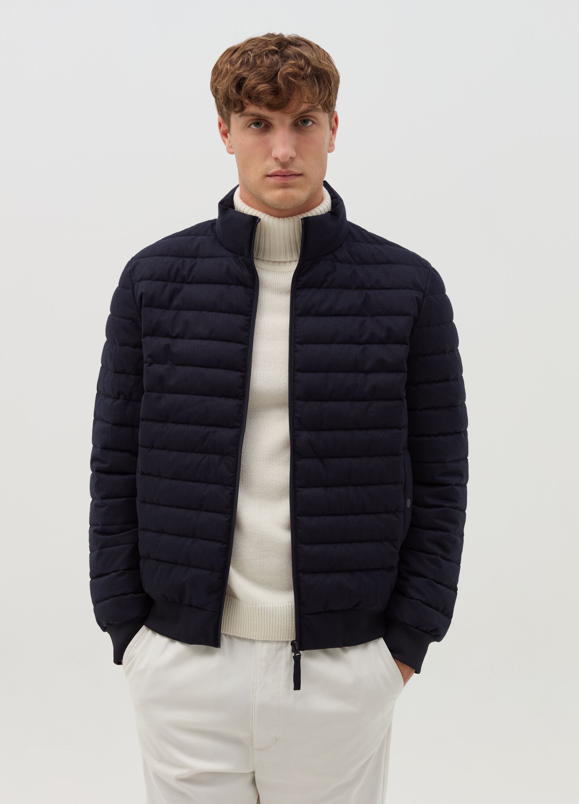 Ultralight down jacket with high neck
