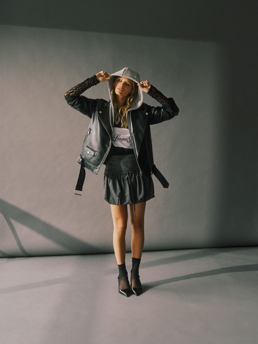 Black biker jacket with zip_0