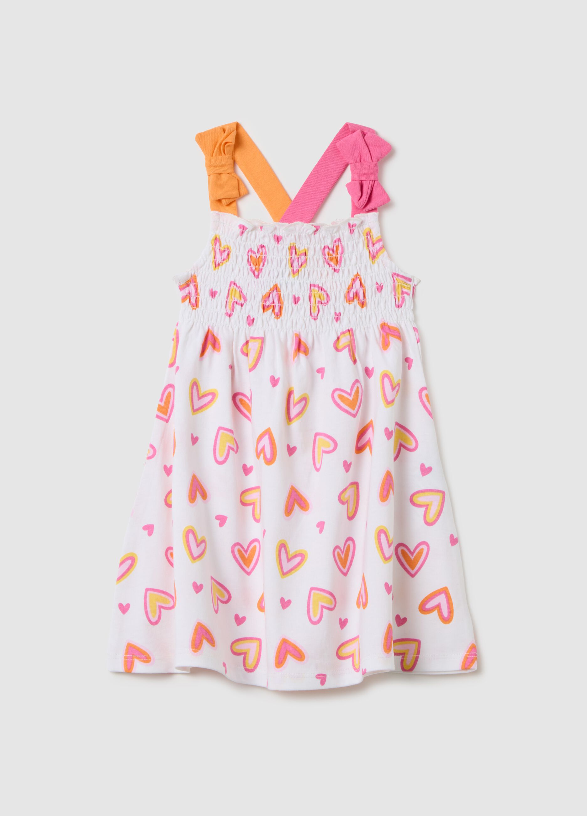 Baby girls&rsquo; multicoloured dress in 100% cotton with wide fit
