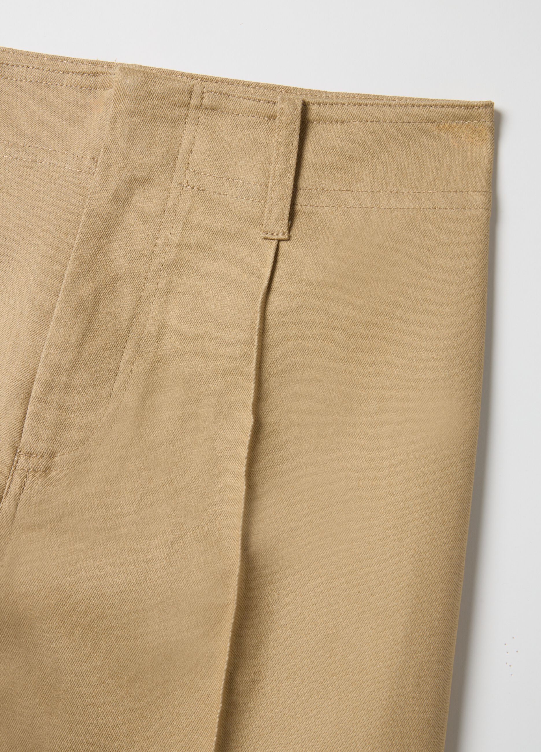 Straight-leg beige cotton blend trousers regular fit
