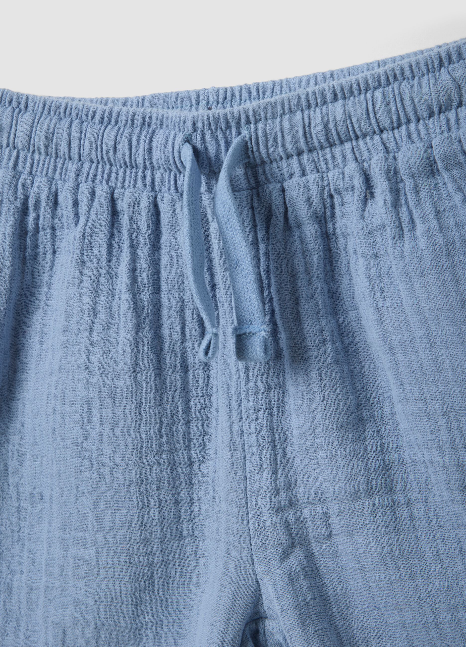 Blue and white pure cotton set with shirt and shorts