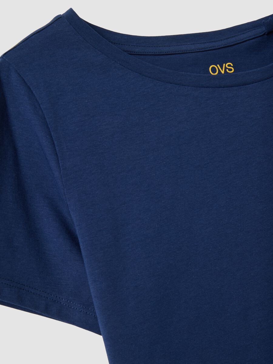 Blue pure cotton short-sleeve T-shirt_1