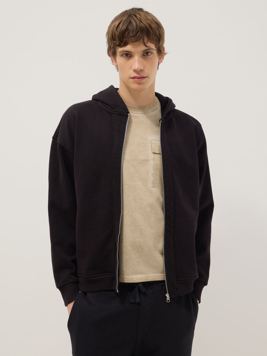 Black oversized cotton blend hoodie_1