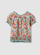 Blusa de menina em algod&atilde;o puro floral multicolorida com corte regular_4