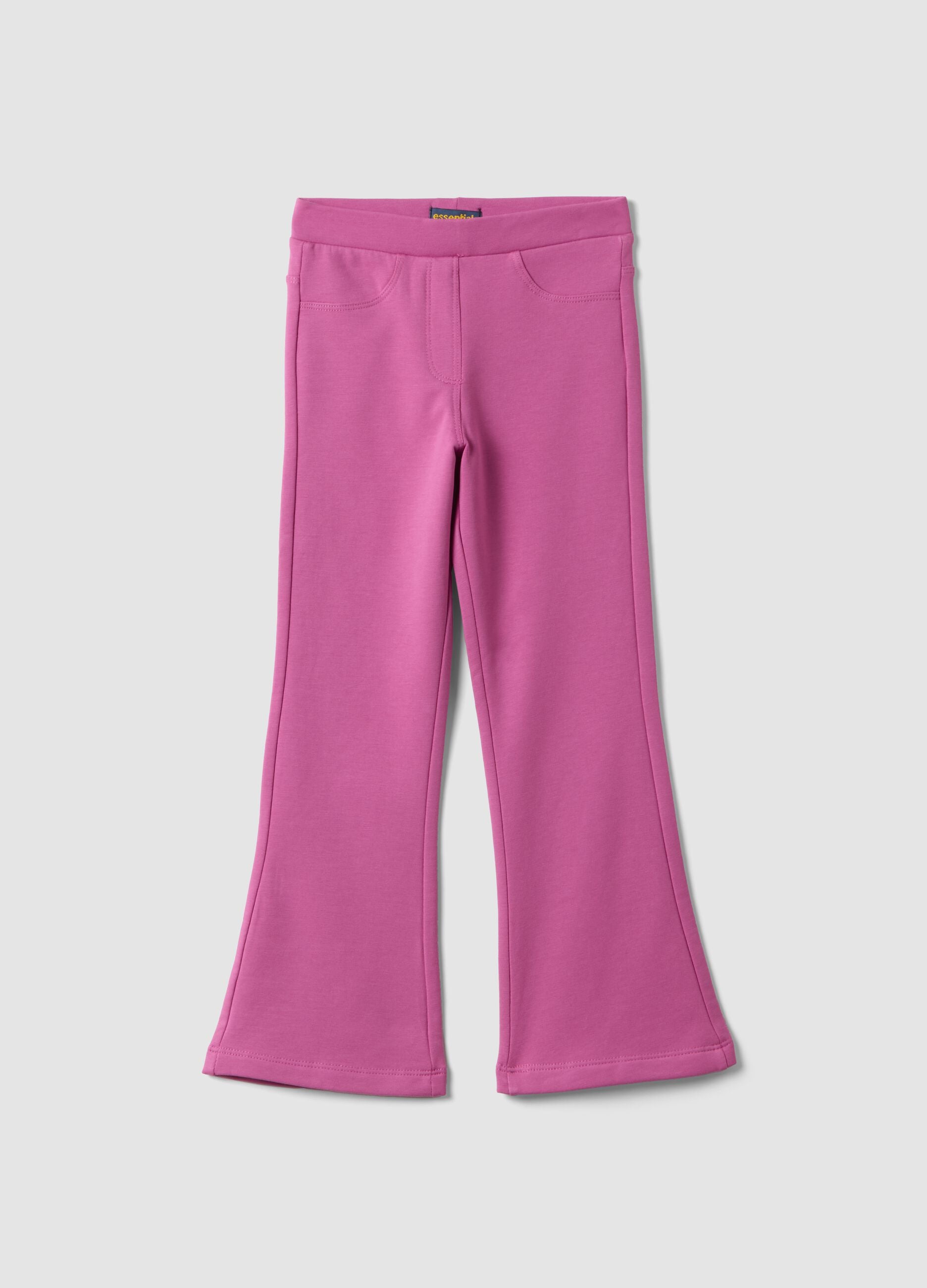 Rosa Flared-Treggings aus elastischer Bio-Baumwolle