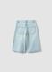 Light blue pure cotton denim shorts for girls, straight fit_4
