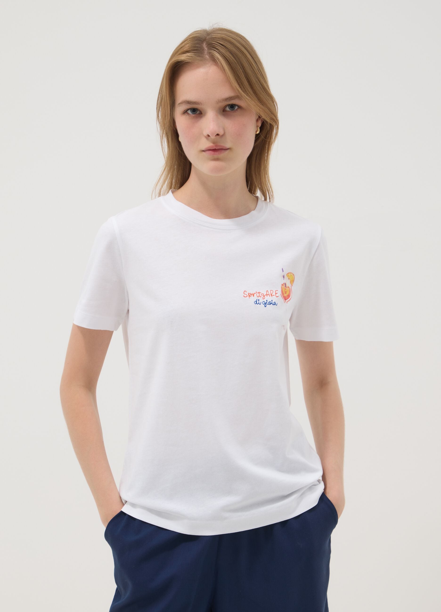 White pure cotton short-sleeve T-shirt