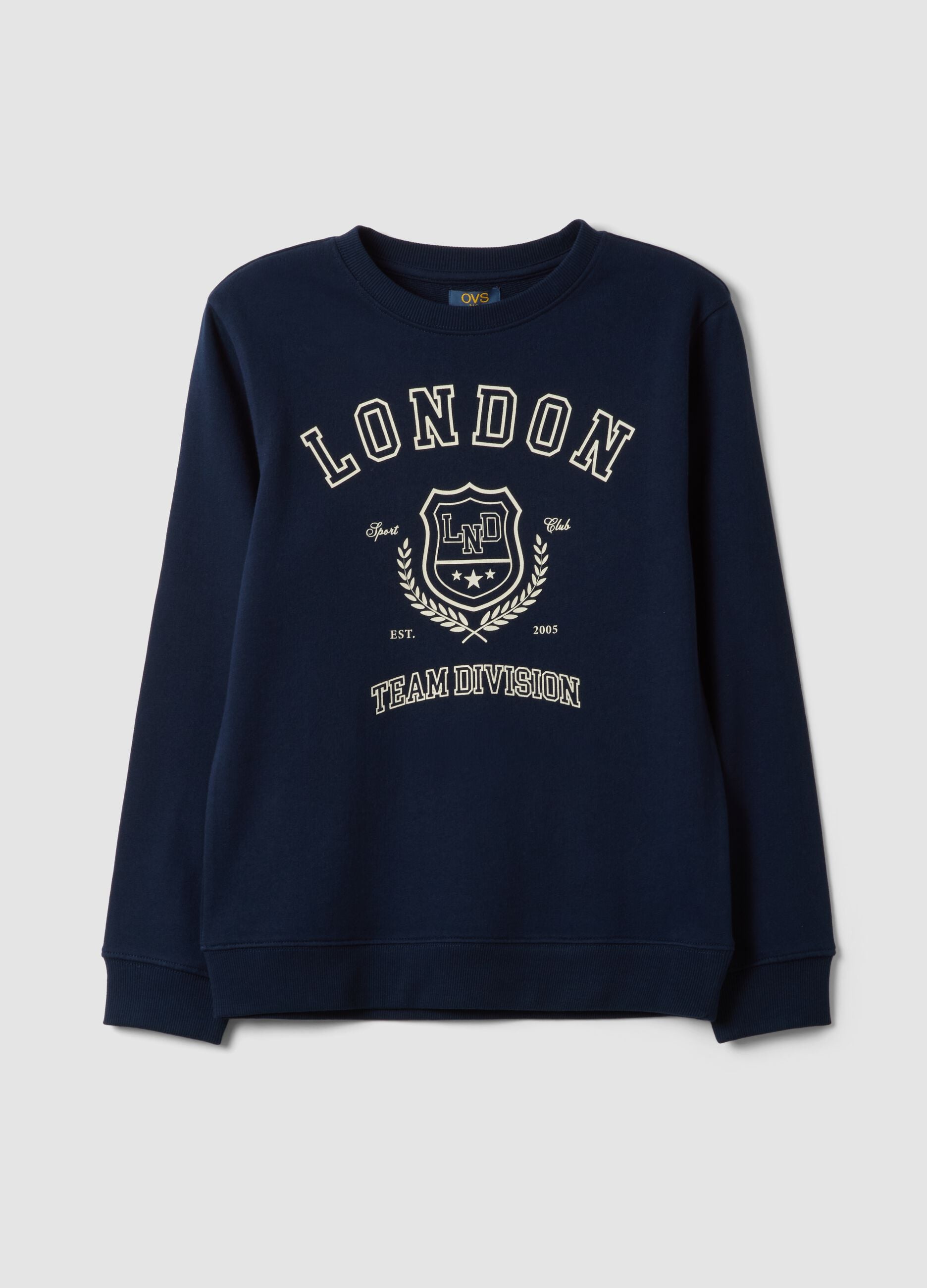 Blue pure cotton crew-neck sweatshirt with print