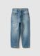 Regular fit blue denim jeans in cotton blend for children_0
