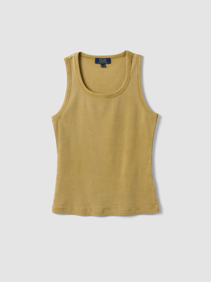 Gelbes Tanktop aus Stretch-Baumwolle, Regular Fit_0