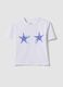 White regular fit stretch cotton t-shirt with starfish_0