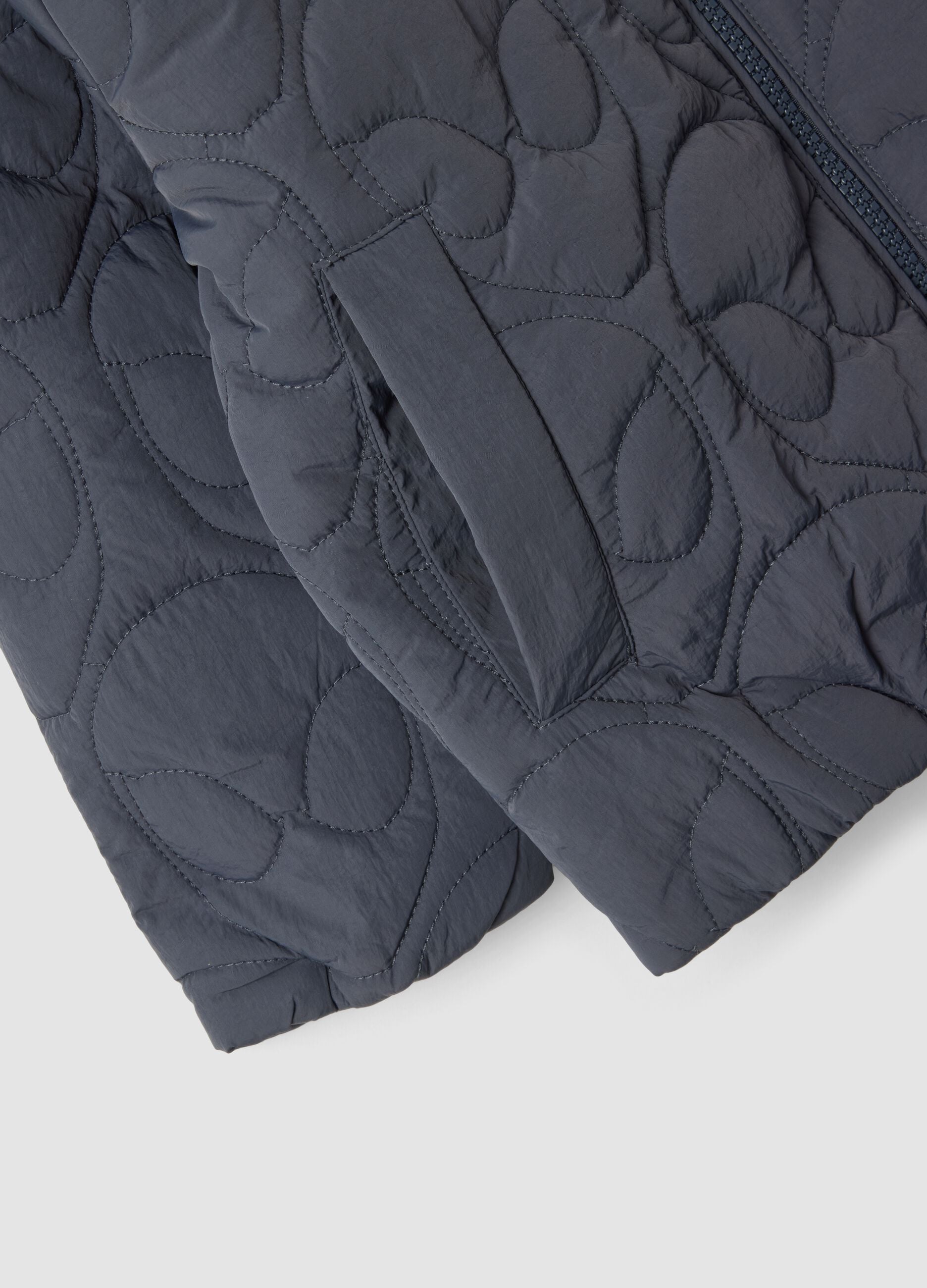 Grey quilted hooded jacket with Spider-Man embroidery for boys
