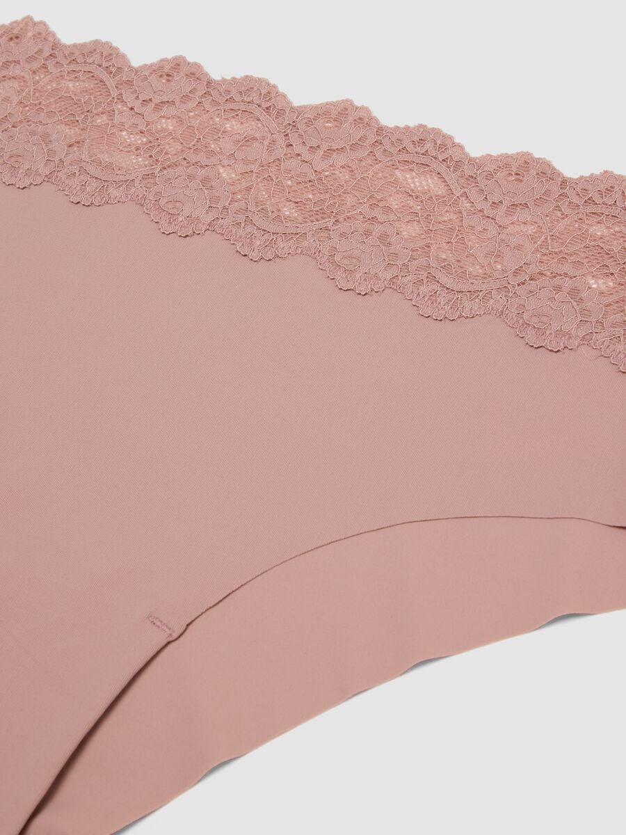 Pink stretch microfibre briefs with lace_2