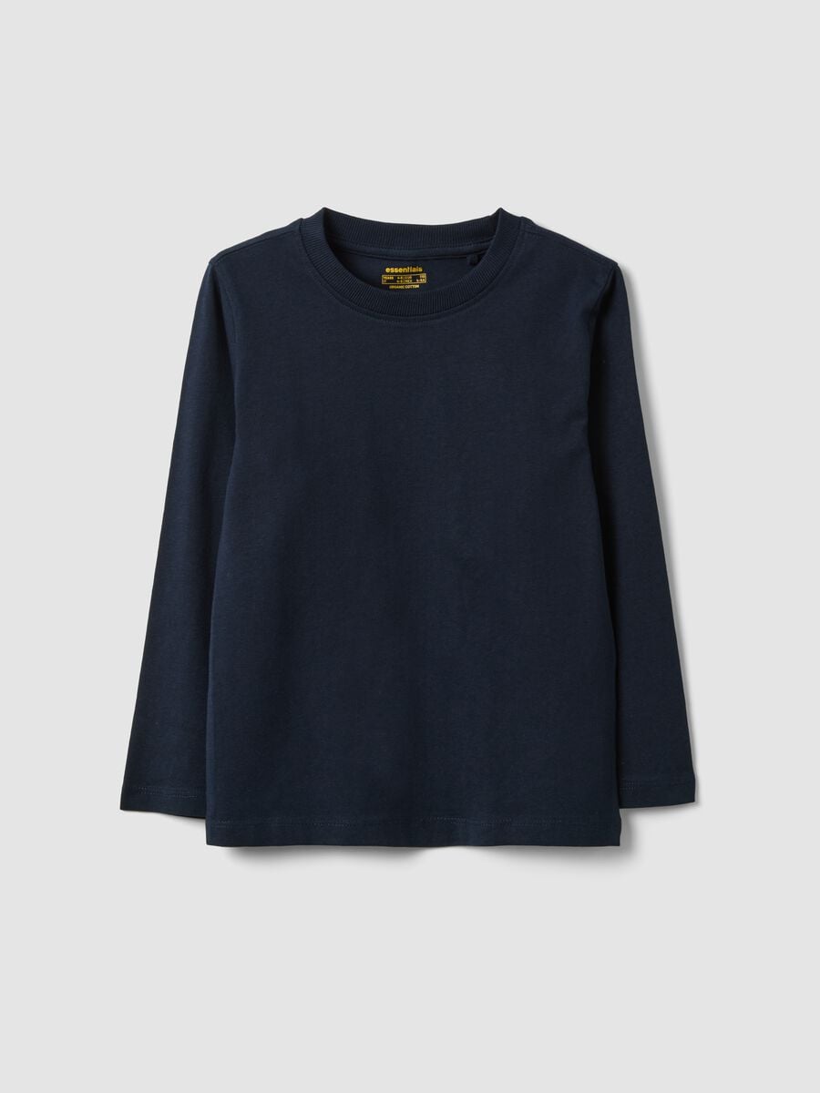 Blue organic cotton crew-neck T-shirt for boys, regular fit_0