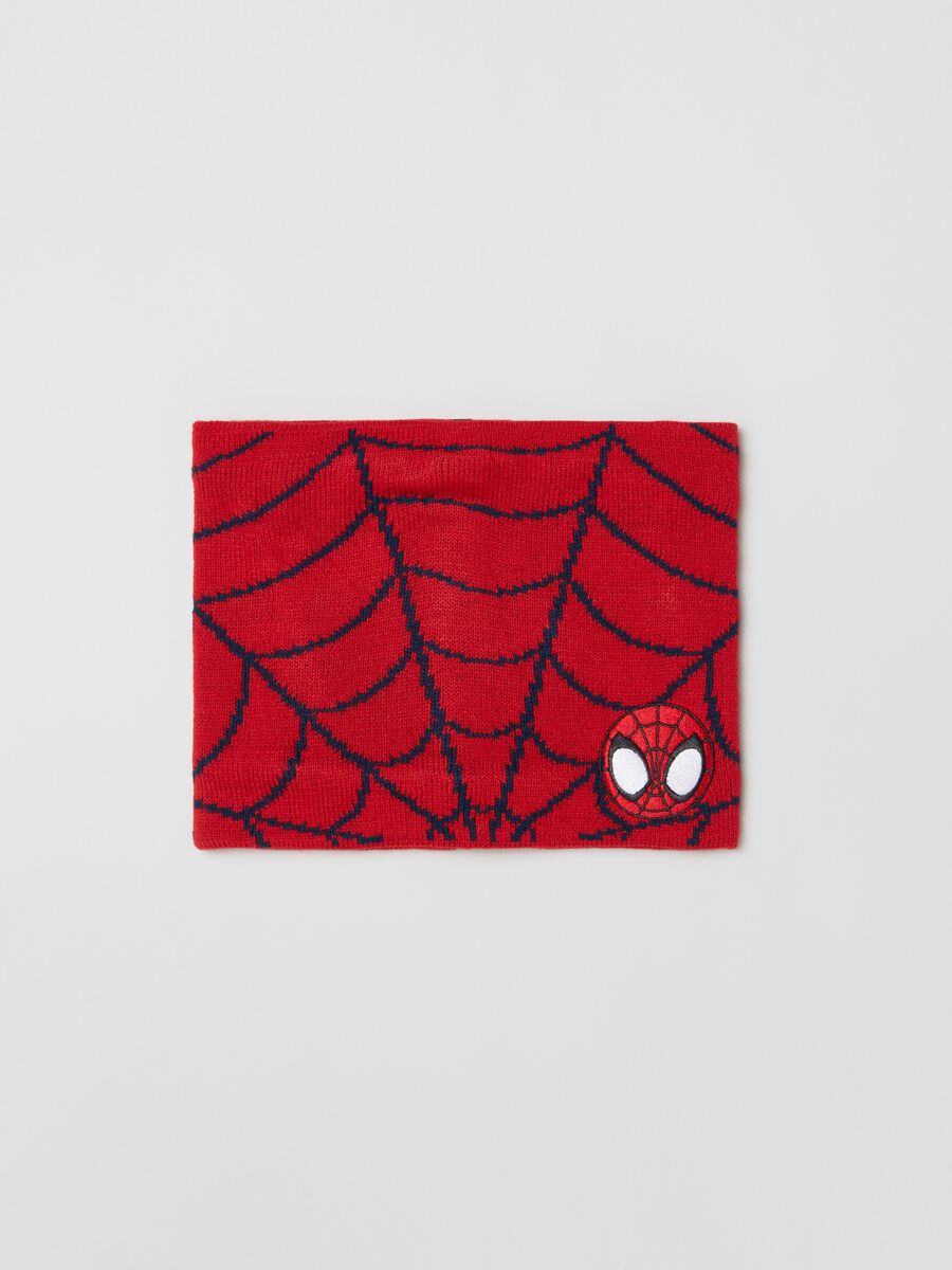 Knitted neck warmer with Spider-Man patch_0