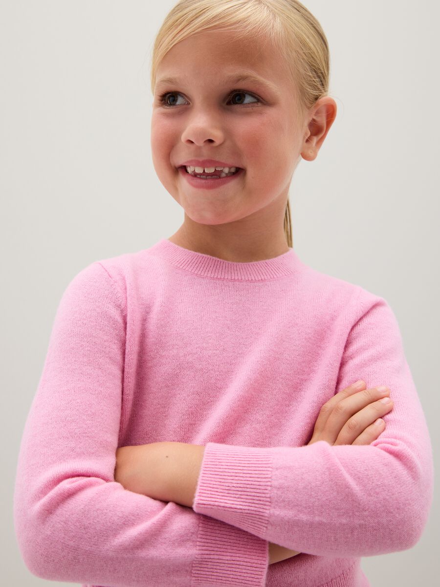 Girls' Pink Pullover in Pure Wool_2