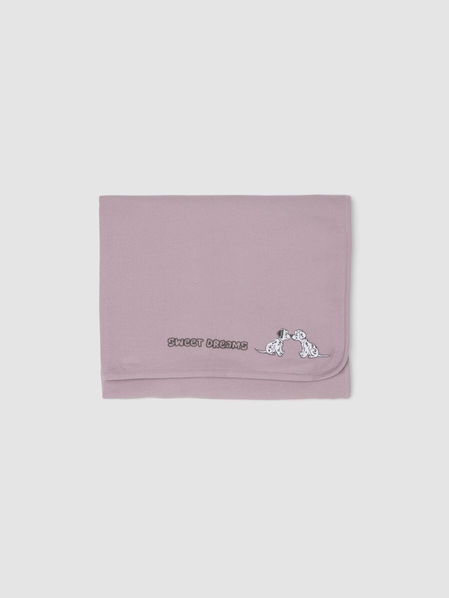 Purple organic cotton baby girl blanket with 101 Dalmatians embroidery_0
