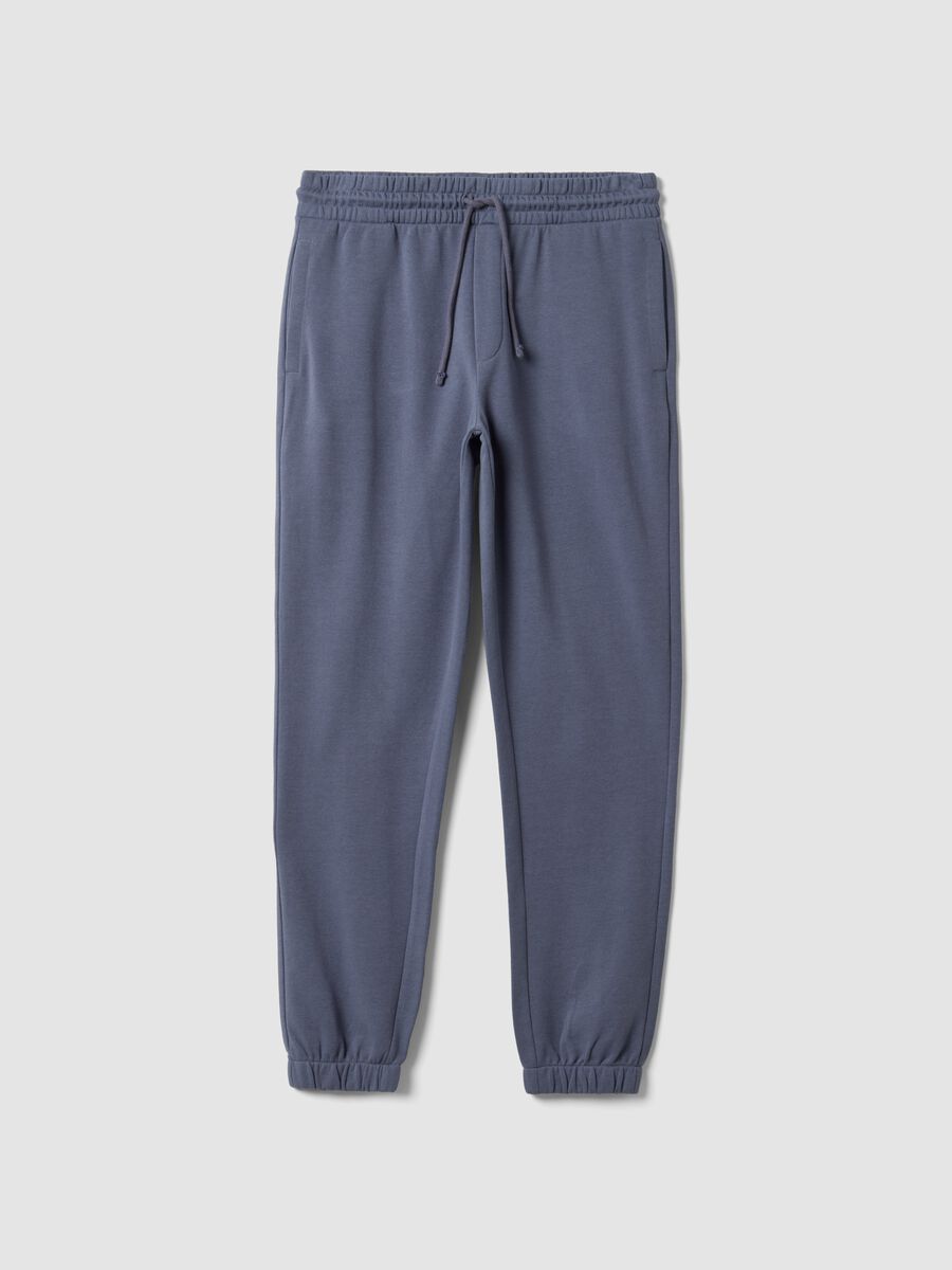 Grey cotton-blend joggers, regular fit_0