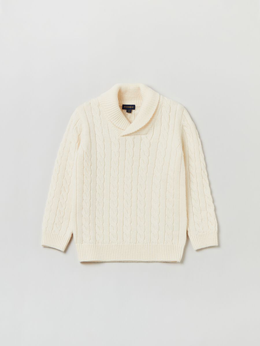 Cable knit pullover with shawl collar._3