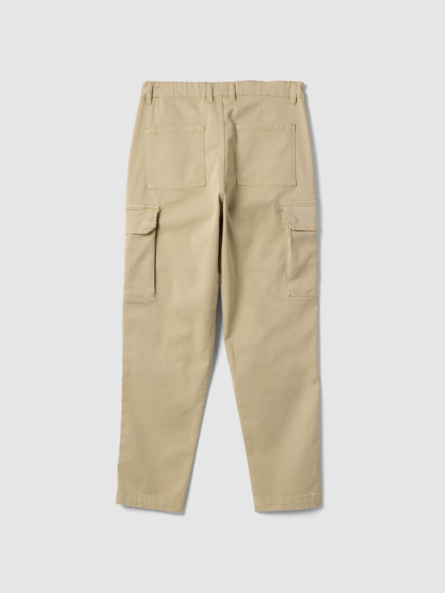 Pantaloni cargo in cotone elasticizzato beige da ragazzo regular fit_1