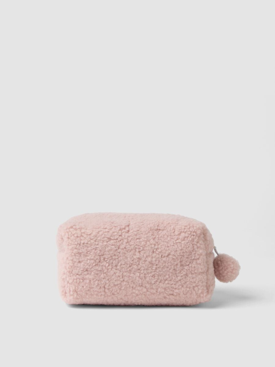Pink makeup bag with pompom_1