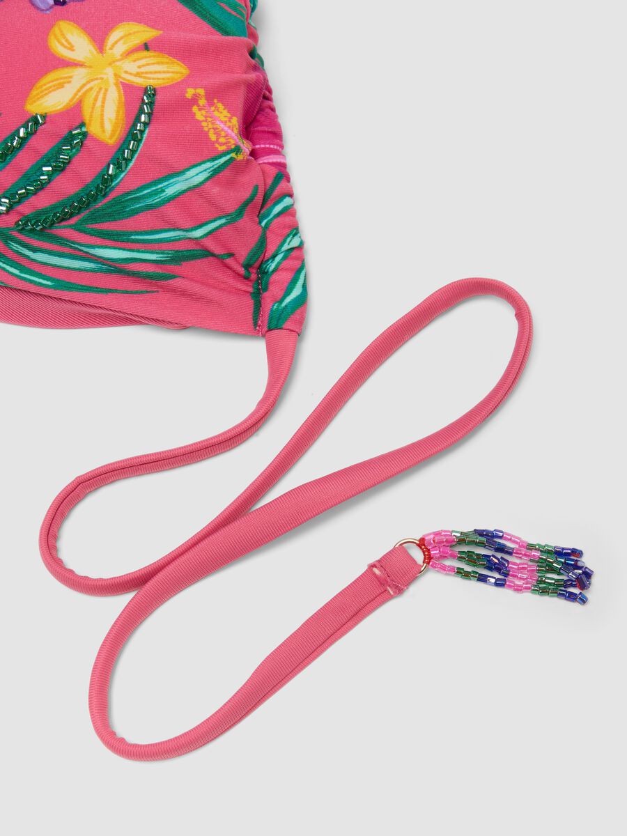 Haut de bikini triangle rose en tissu stretch_5