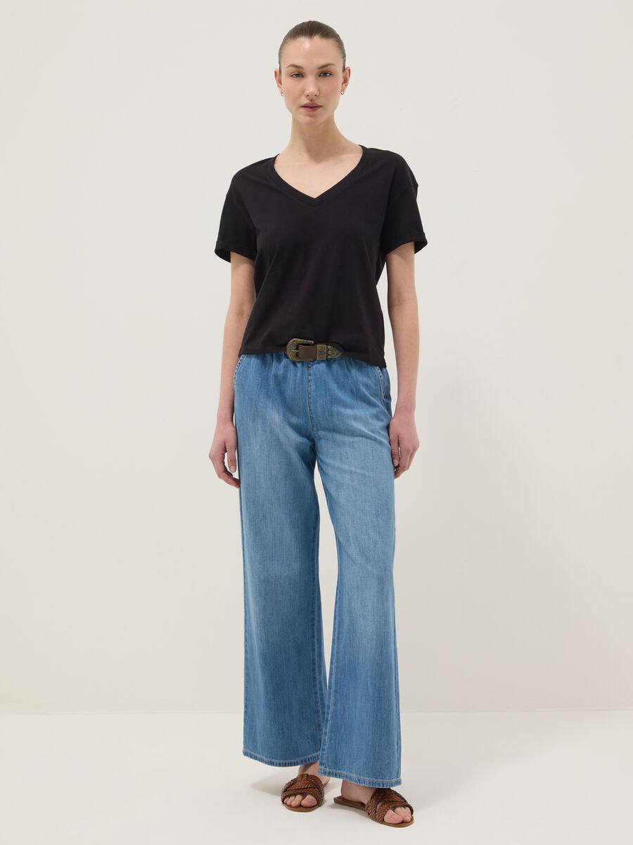 Black 100% cotton V-neck relaxed-fit T-shirt_2