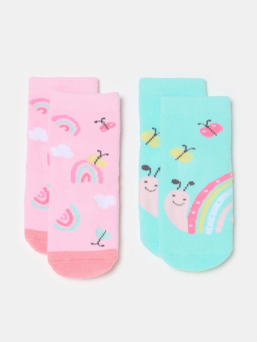 Two-pair pack slipper socks in organic cotton_0