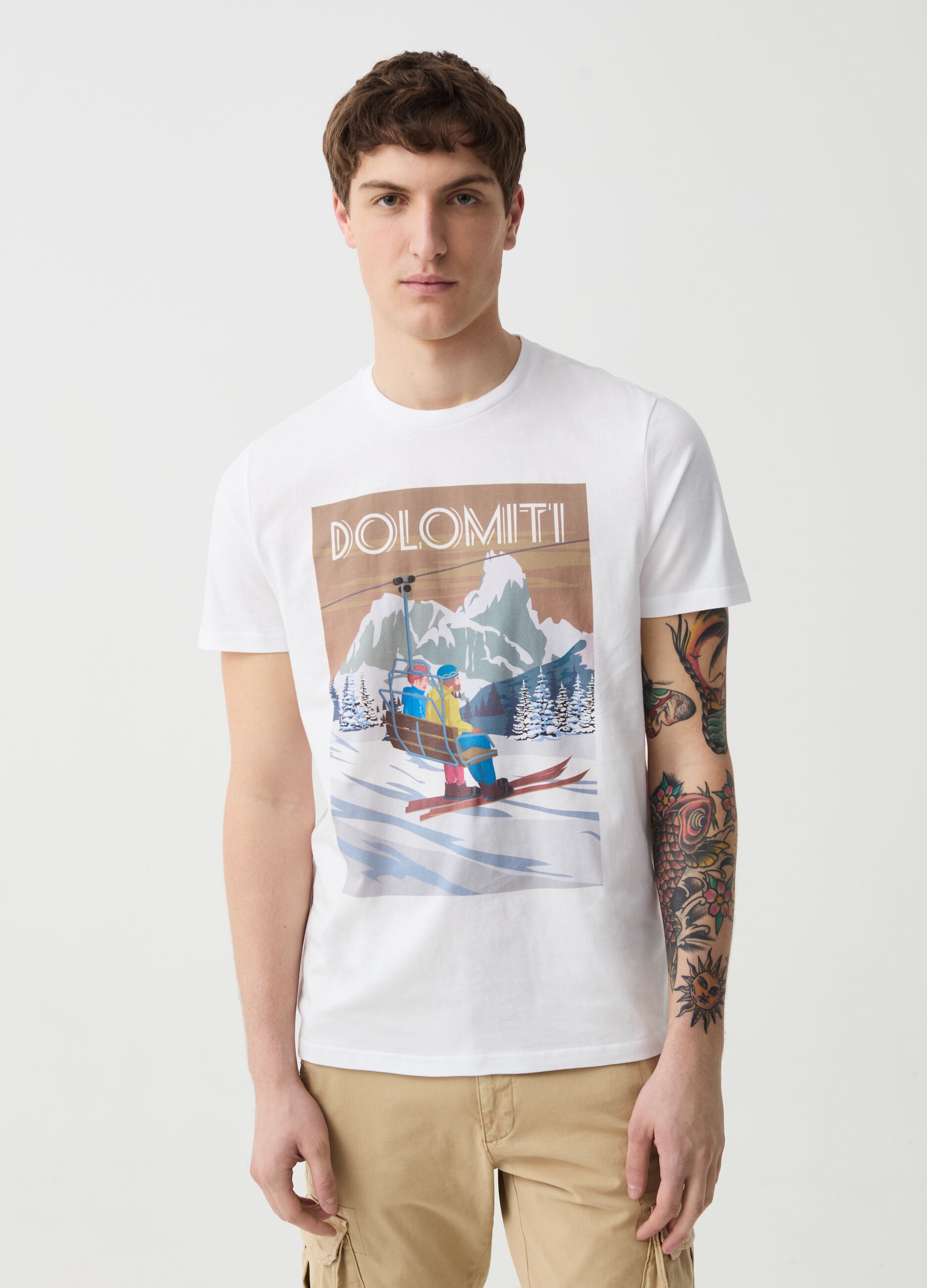 Cotton t-shirt with Dolomiti print