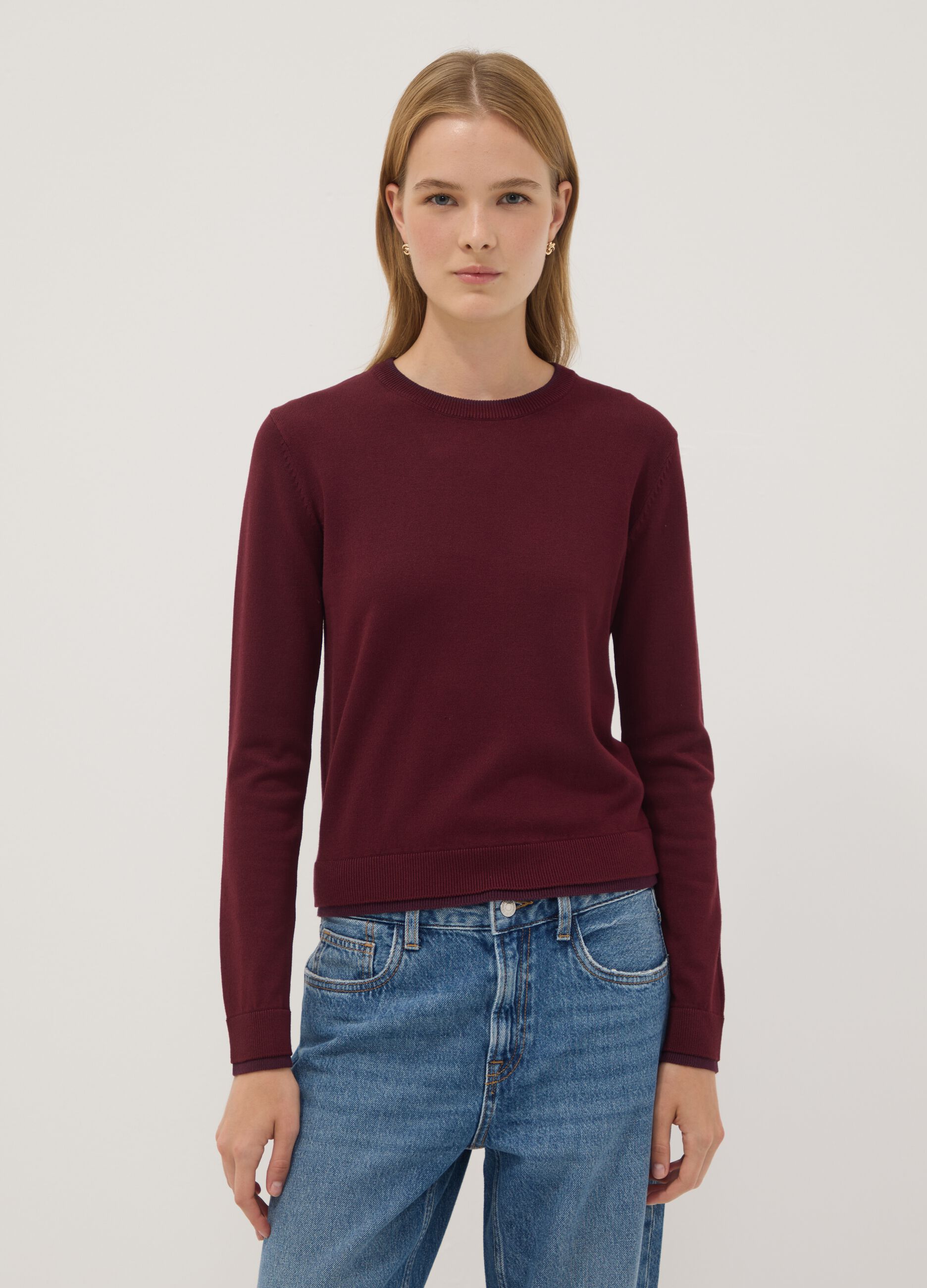 Rotes Longsleeve aus Viskosemix