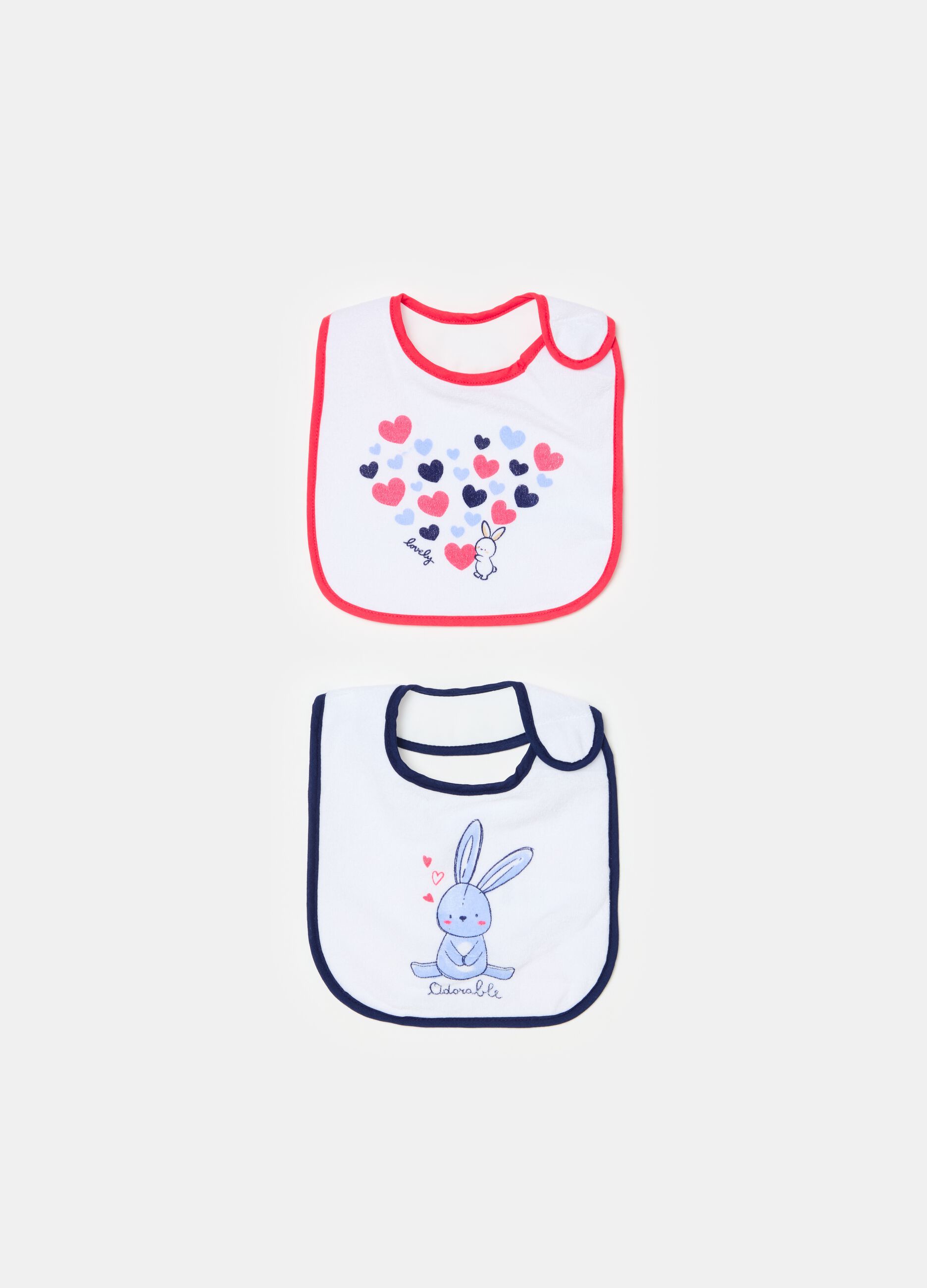 Two-pack bibs and PEVA backing and print