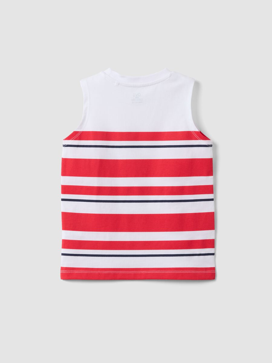 Boys' white vest with red stripes in pure cotton, regular fit_1