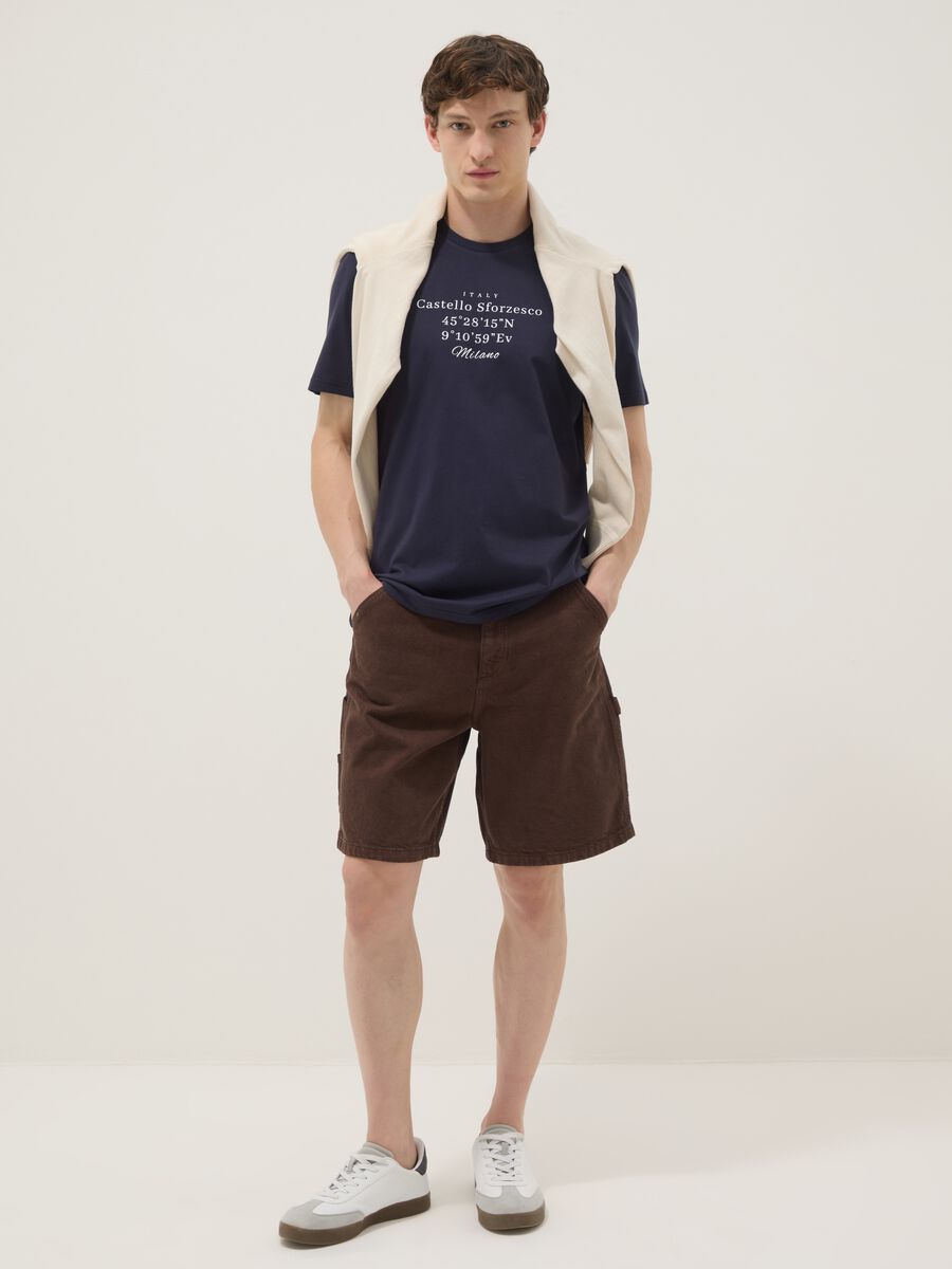 Blaues T-Shirt aus reiner Baumwolle mit kurzen &Auml;rmeln, Regular Fit_2