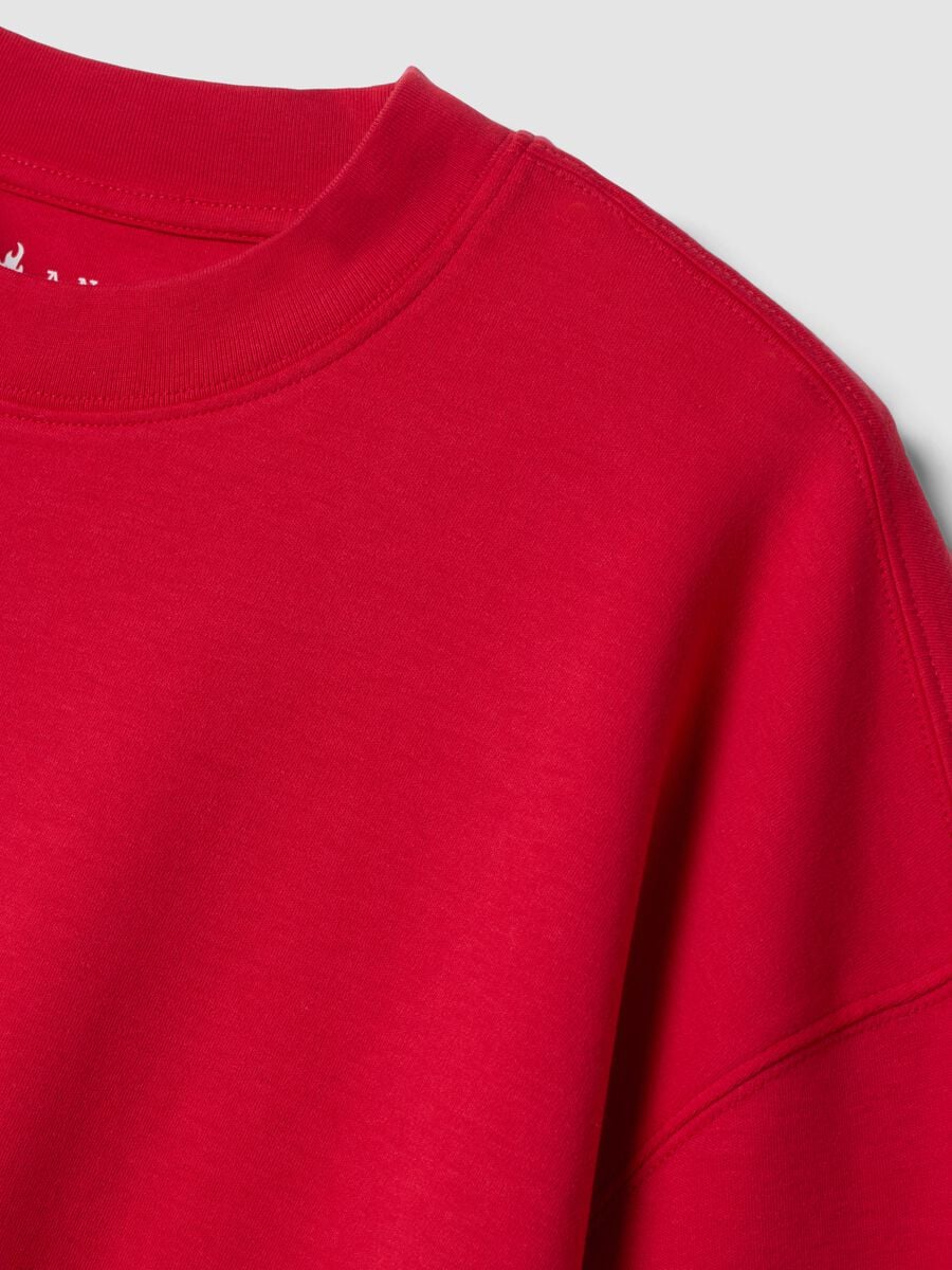 Red crew-neck T-shirt in pure cotton, boxy fit_5