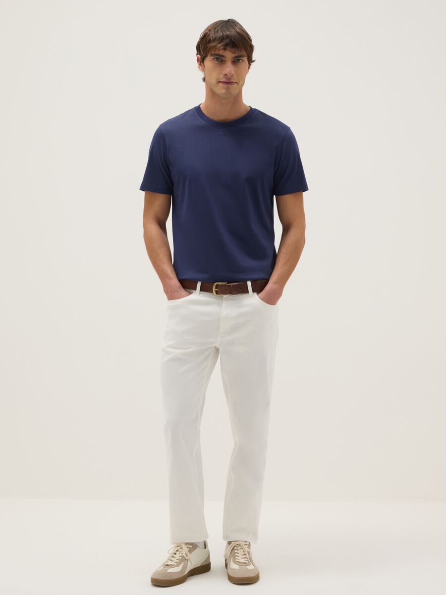 Blaues T-Shirt aus reiner Baumwolle im Regular Fit_1