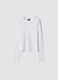 White stretch organic cotton T-shirt with ribbed neck_0