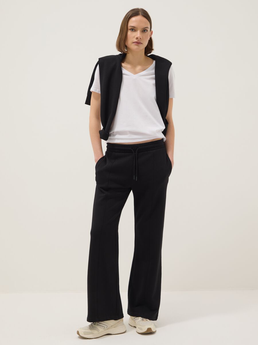 White pure cotton V-neck regular fit T-shirt_1