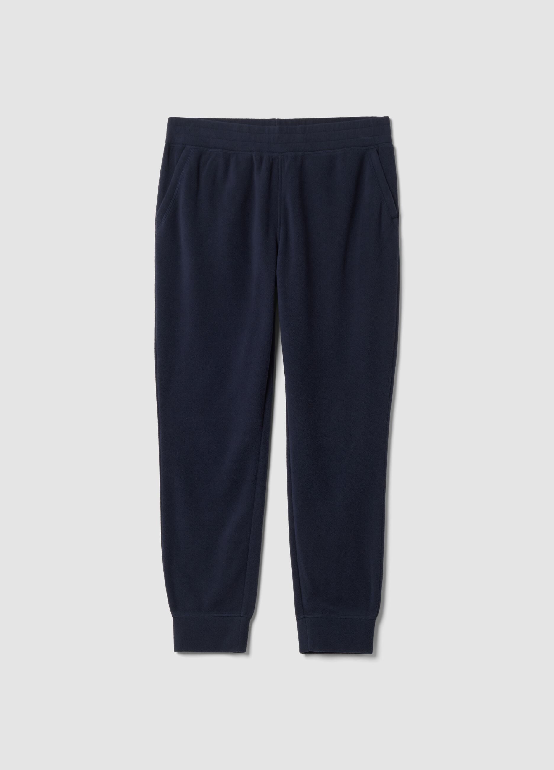 Blue fleece jogger trousers, regular fit
