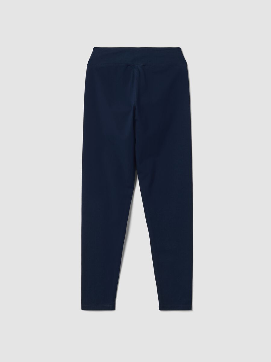 Blue Slim Fit Stretch Cotton Leggings_5