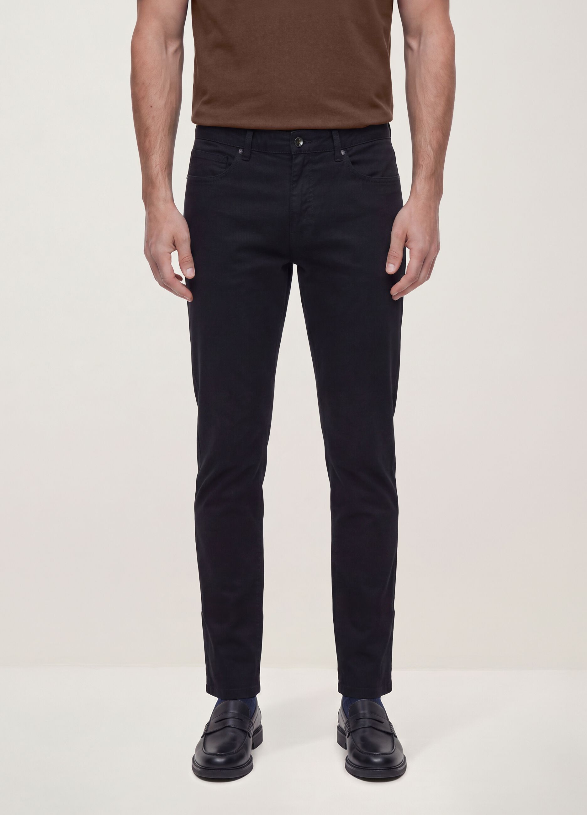 Schwarze Slim-Fit-Hose aus Stretch-Baumwolltwill