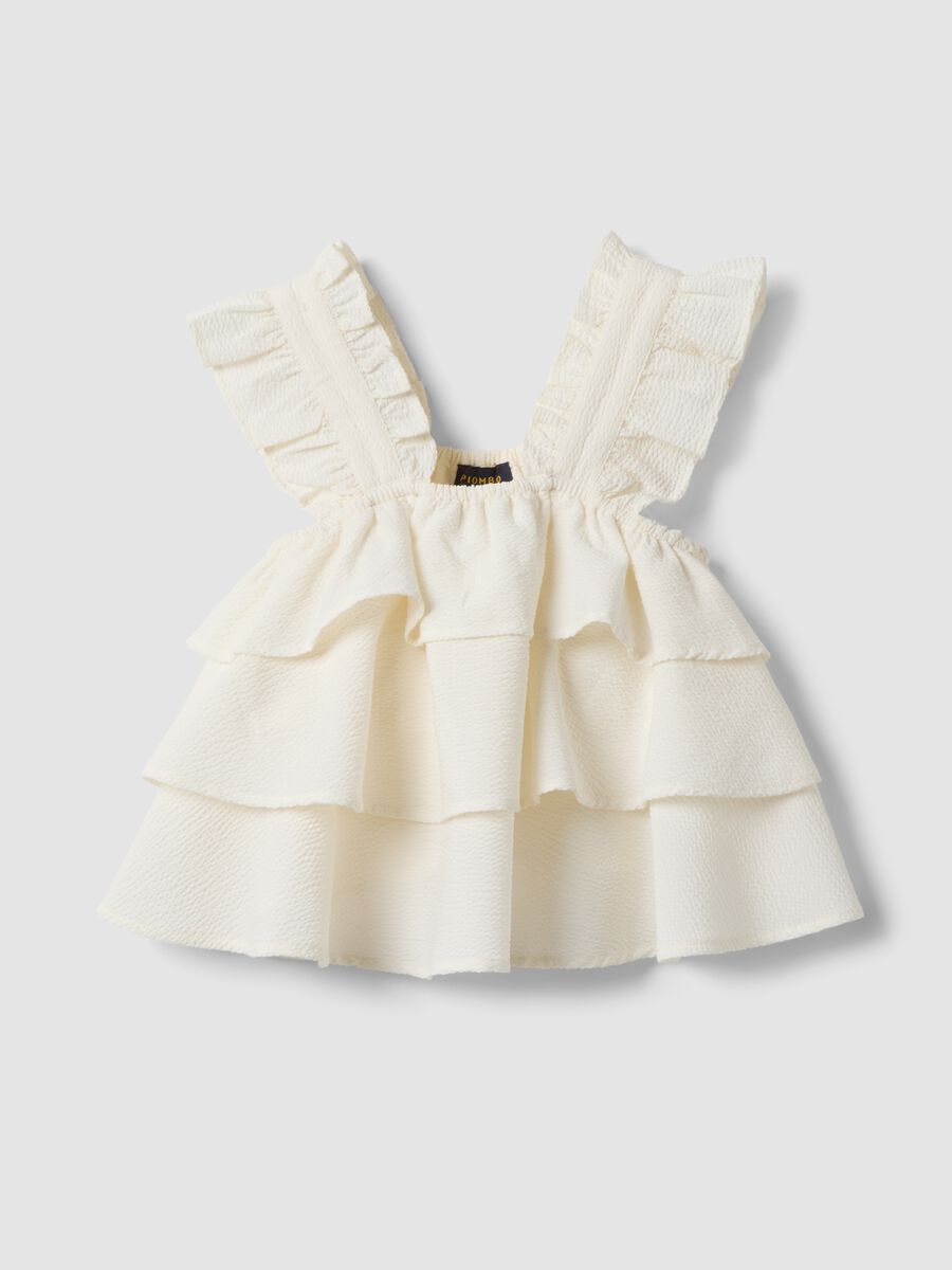 Girls' white regular fit top with ruffles_3