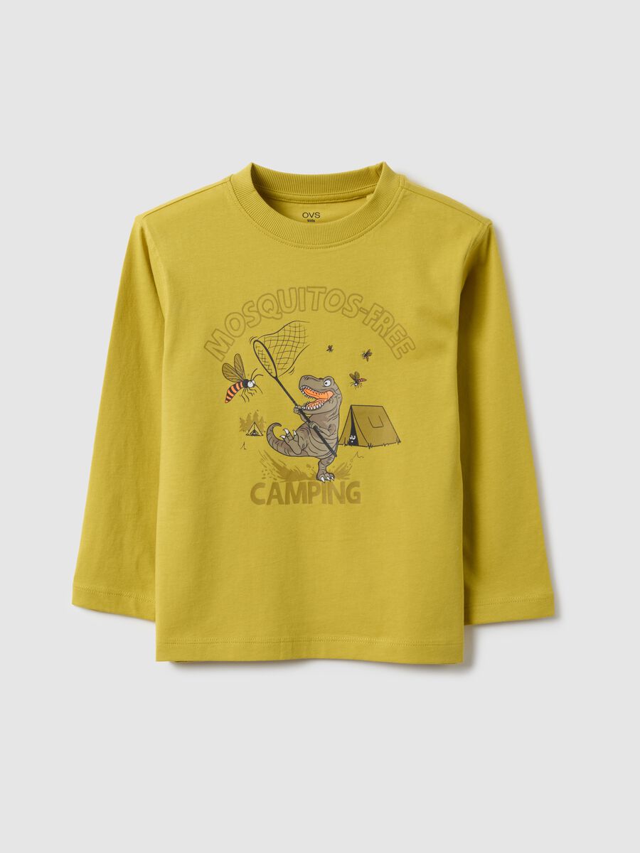 Yellow pure cotton children's regular fit T-shirt with print_0