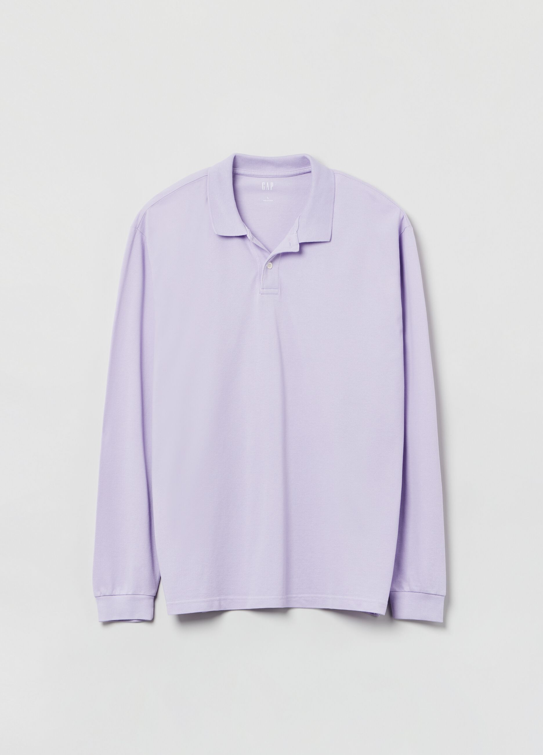 Long-sleeved pique polo shirt