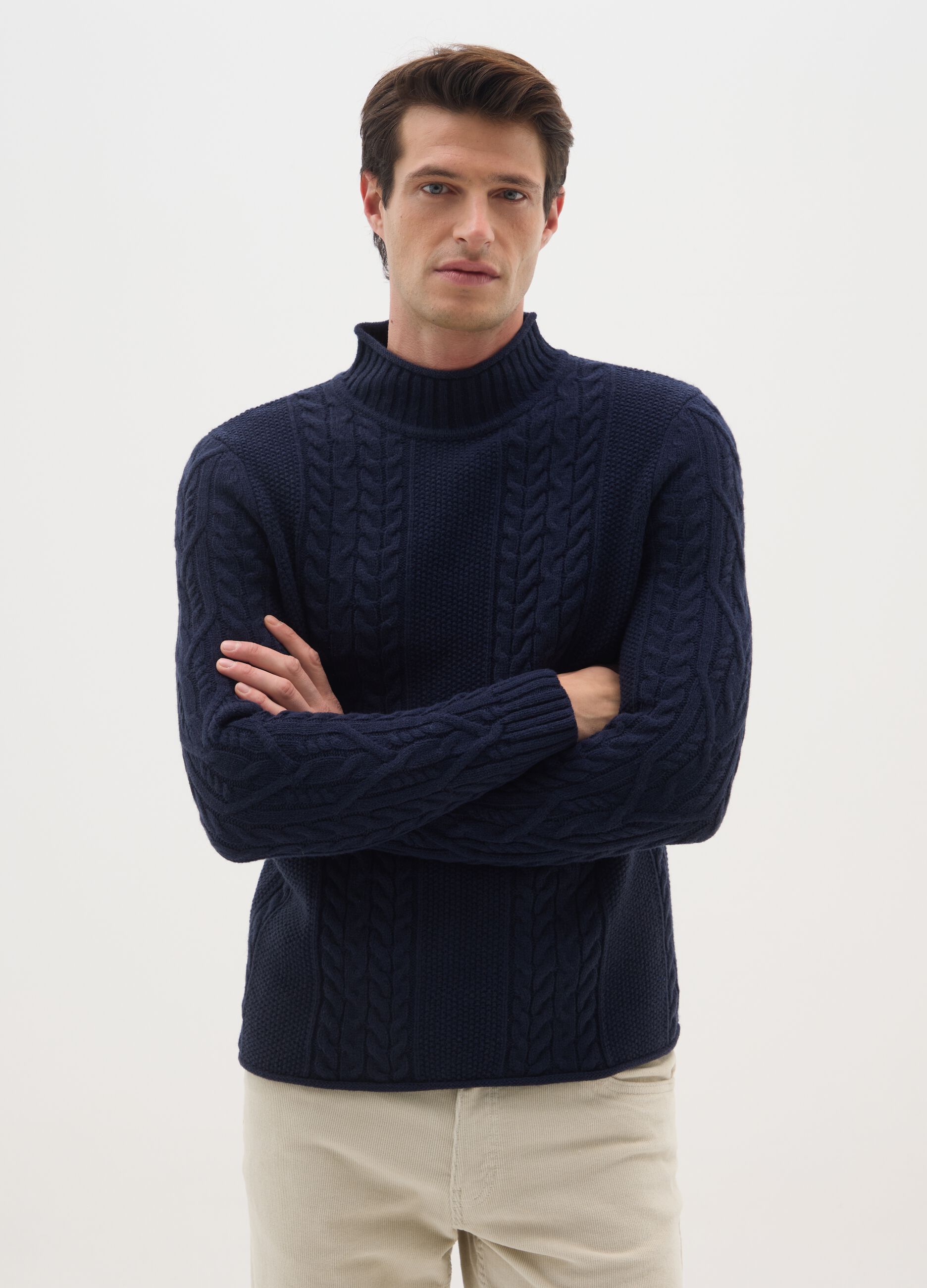 Regular Fit Blue Knitted Pullover