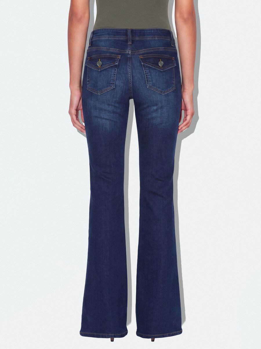 Blue stretch-cotton flare jeans_2