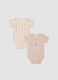 2-pack beige organic cotton baby bodysuits with Mickey print_0