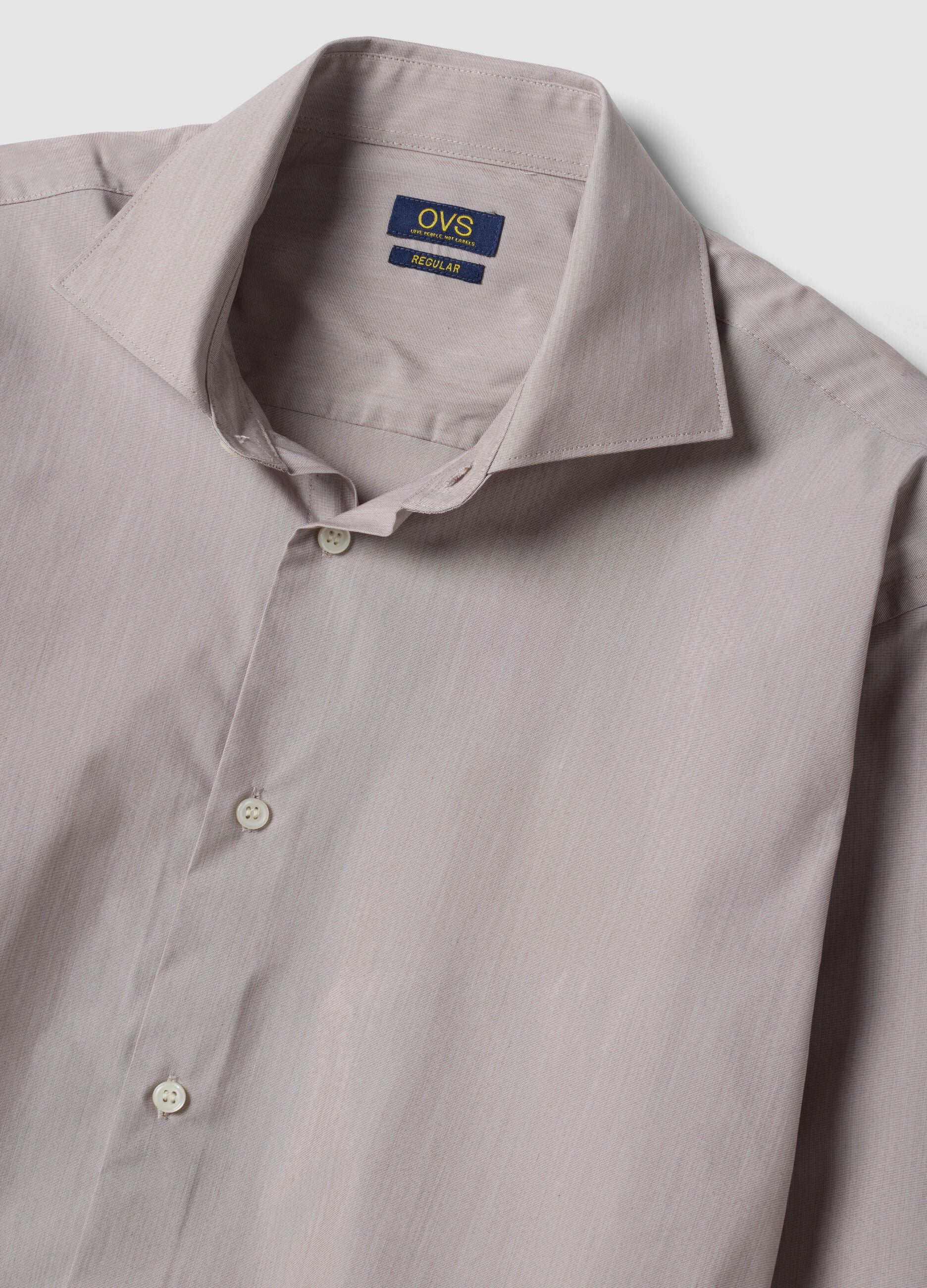 Grey poplin shirt in lyocell blend with easy-iron French collar